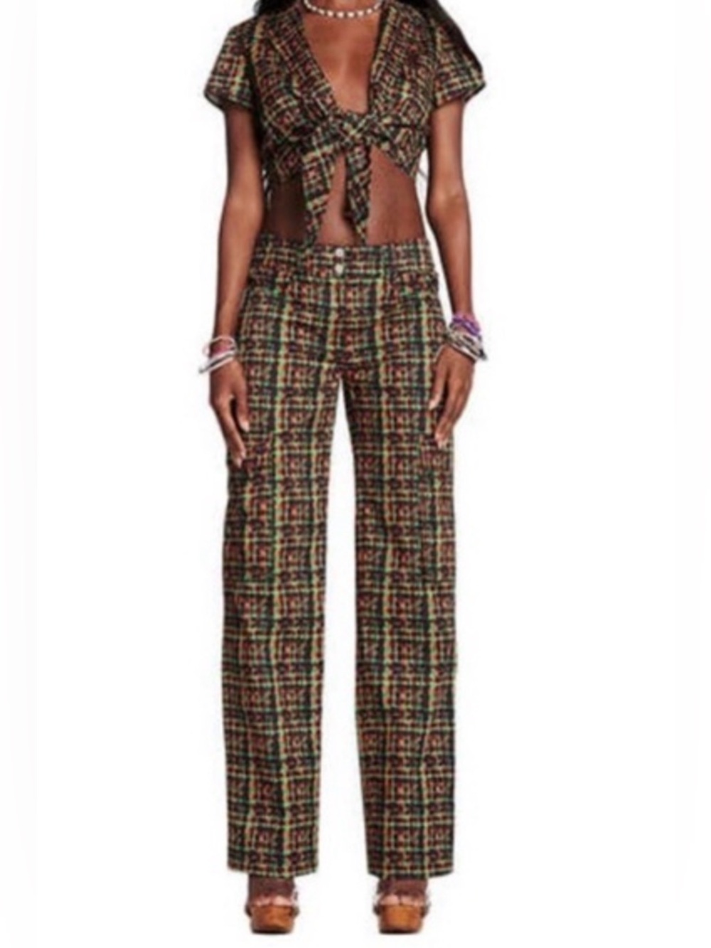 I.AM.GIA Dante Set‎ XS Tie Front Top Cargo Pants Y2K Festival